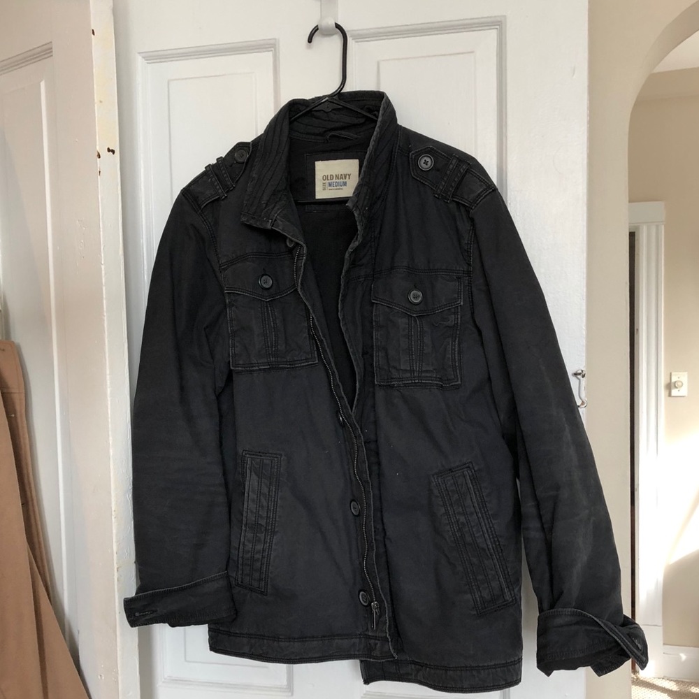 old nany, pilot-style jacket.